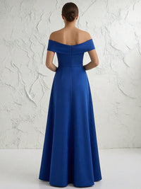 Satin Off the Shoulder Ruffle Mother of the Bride Dresses