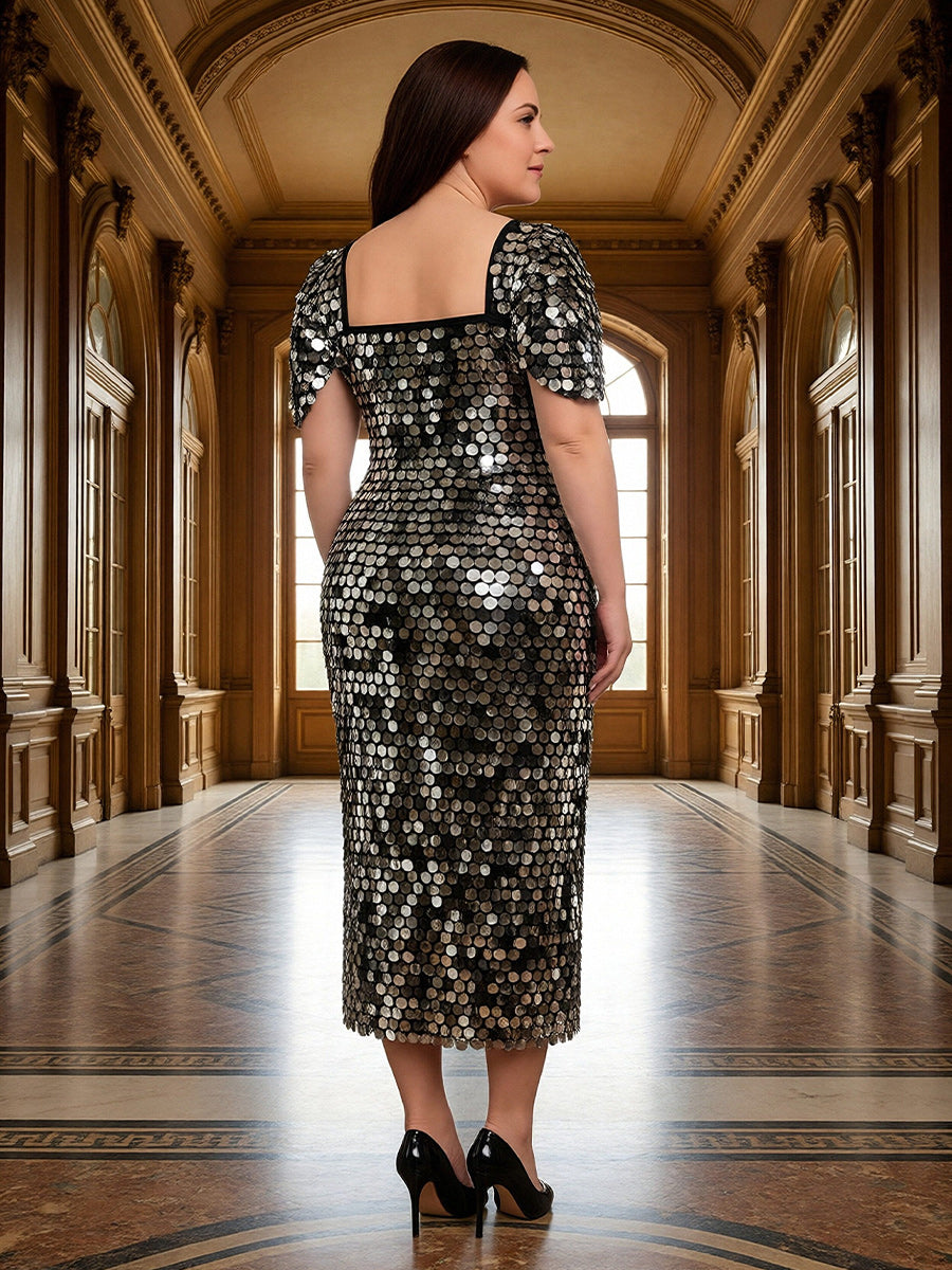 Sequin Square Neck Mermaid Mother of the Bride Dresses