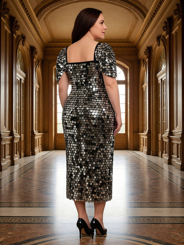 Sequin Square Neck Mermaid Mother of the Bride Dresses