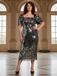 Sequin Square Neck Mermaid Mother of the Bride Dresses