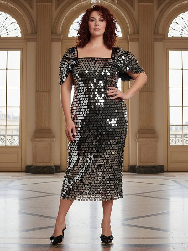Sequin Square Neck Mermaid Mother of the Bride Dresses