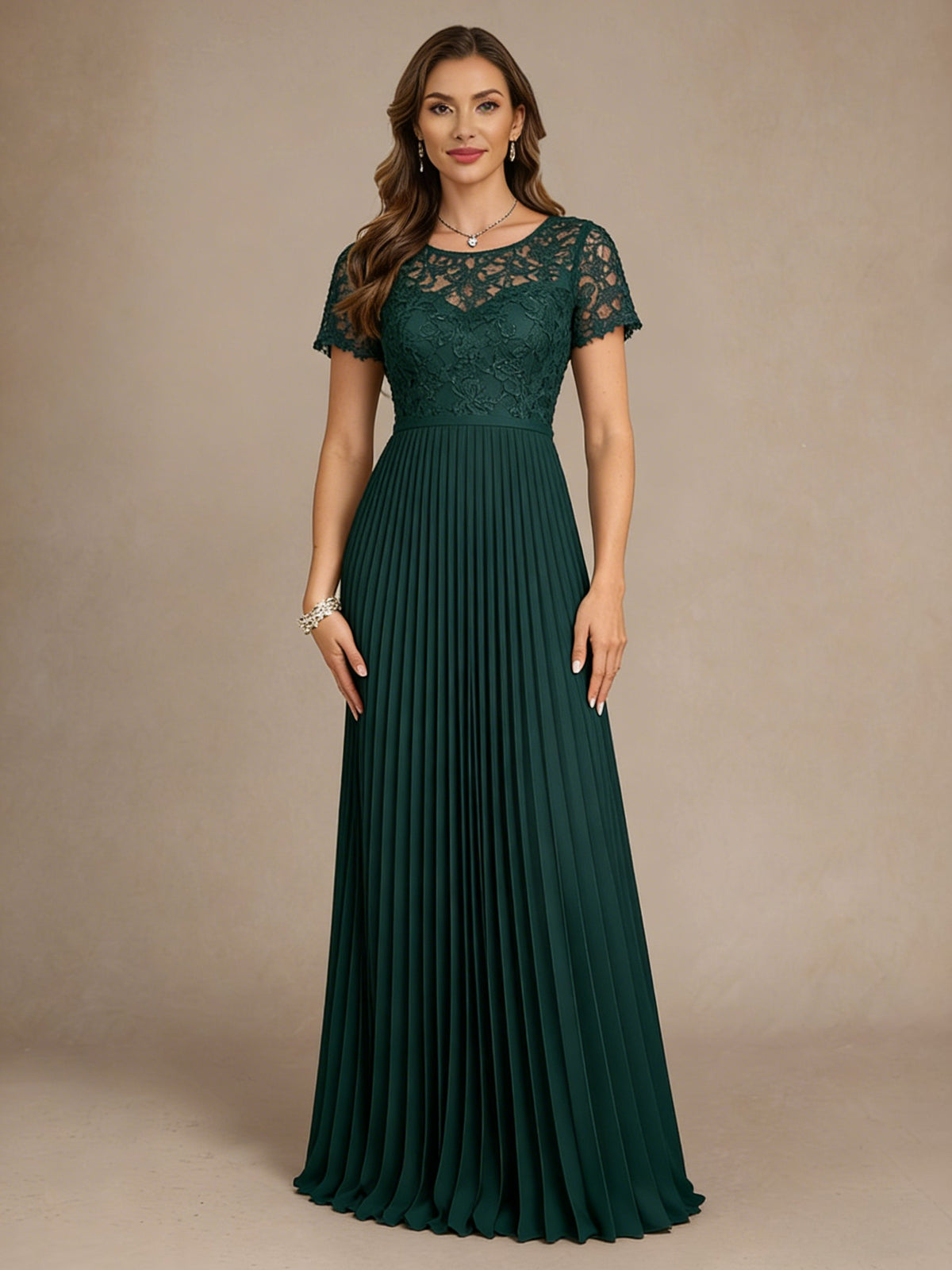 Short Sleeves Mother of the Bride Dresses with Lace Appliques