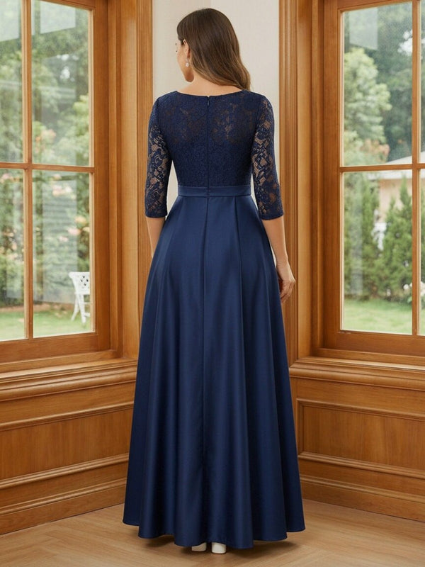 Round Neck Satin Mother of the Bride Dresses