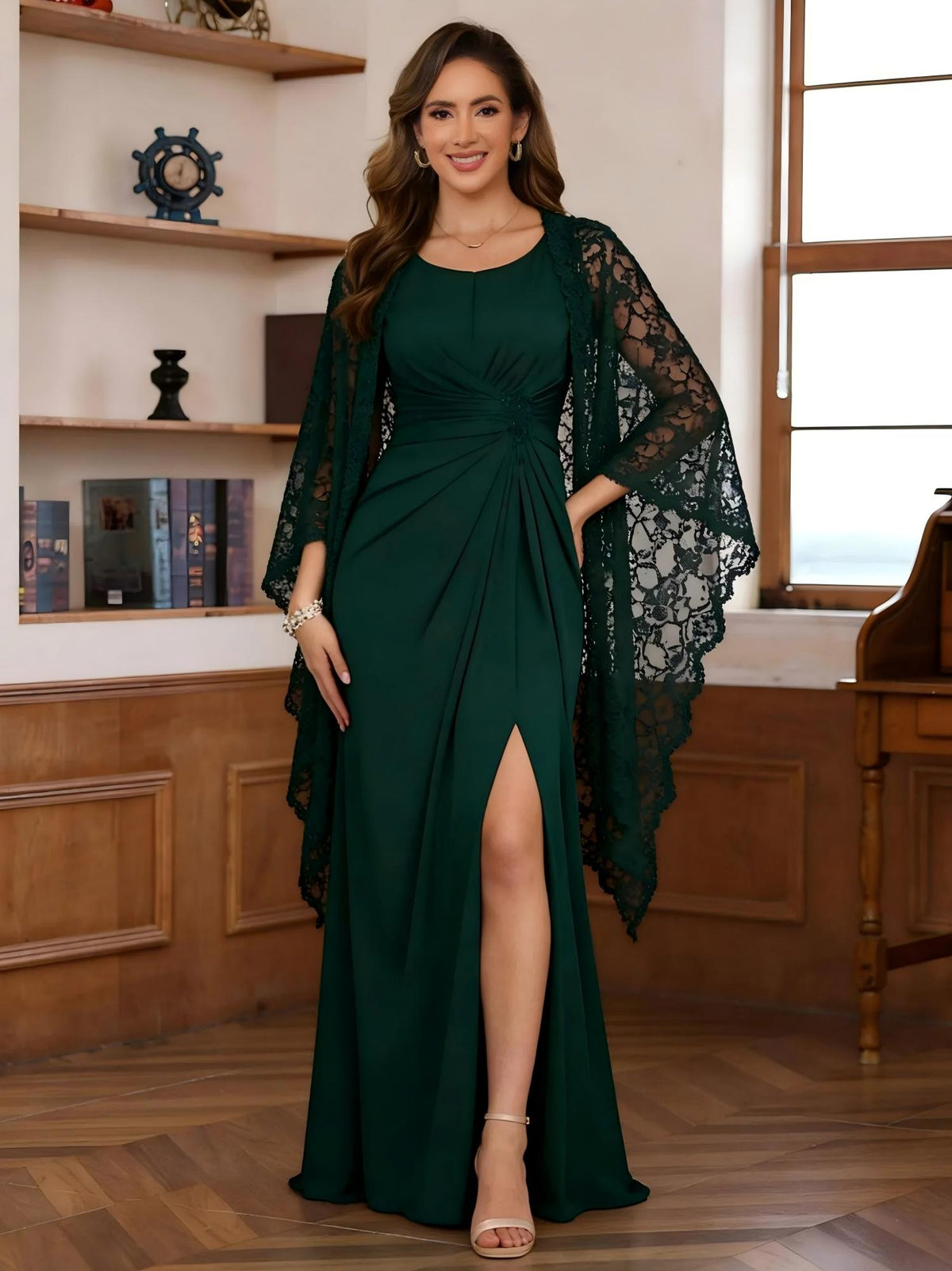 Round Neck Chiffon Mother of the Bride Dresses with Jackets