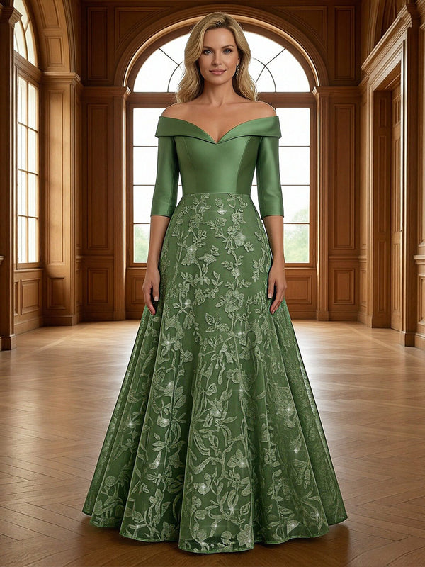 Off the Shoulder A Line Ruffles Mother of the Bride Dresses