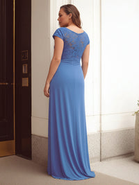 V Neck Pleated Chiffon Mother of the Bride Dresses