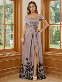 Off the Shoulder A Line Satin Mother of the Bride Dresses
