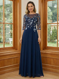 Round Neck Lace Appliques Mother of the Bride Dresses