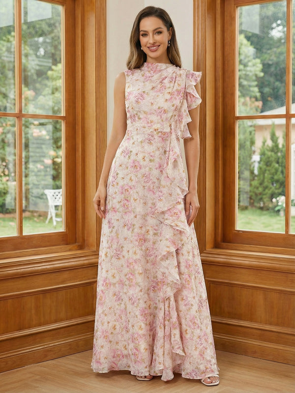 pink floral mother of the bride dresses Blush Pink Floral Mother of The Bride Dresses 2026 One-Shoulder Women's A-Line Long Plus Size Formal Wedding Guest Gowns, Blush Pink