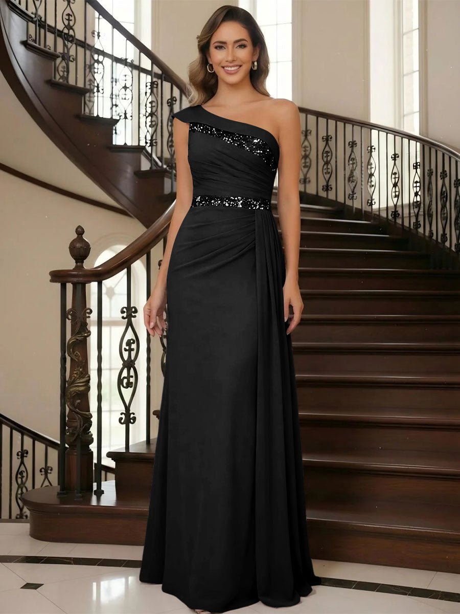 One Shoulder Chiffon Mother of the Bride Dresses