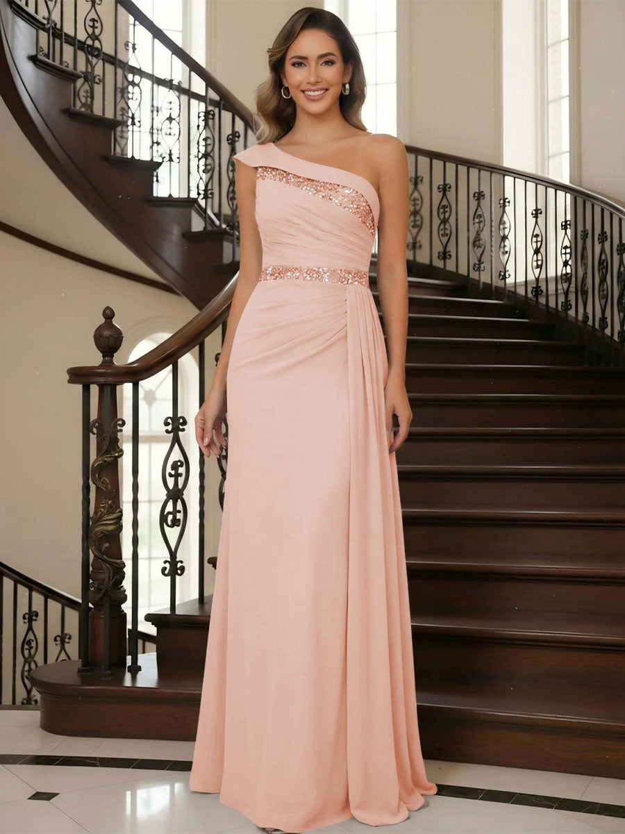One Shoulder Chiffon Mother of the Bride Dresses