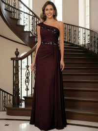 One Shoulder Chiffon Mother of the Bride Dresses