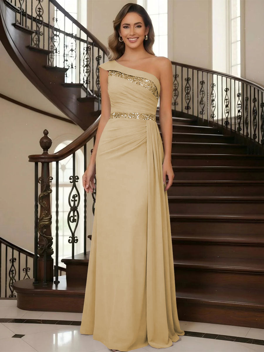 One Shoulder Chiffon Mother of the Bride Dresses