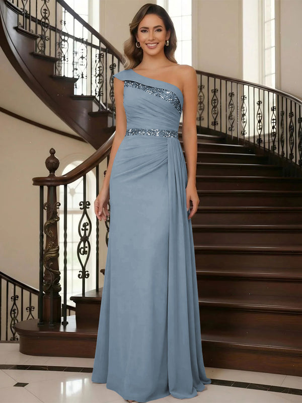 One Shoulder Chiffon Mother of the Bride Dresses
