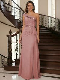 One Shoulder Chiffon Mother of the Bride Dresses