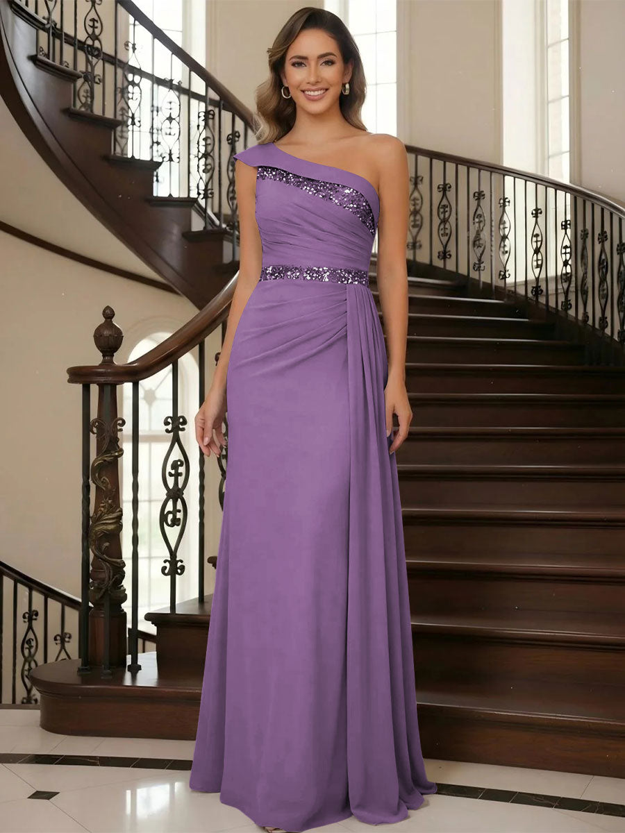 One Shoulder Chiffon Mother of the Bride Dresses