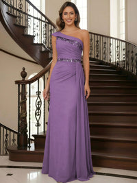 One Shoulder Chiffon Mother of the Bride Dresses