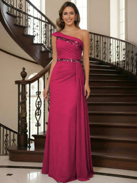 One Shoulder Chiffon Mother of the Bride Dresses