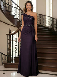 One Shoulder Chiffon Mother of the Bride Dresses