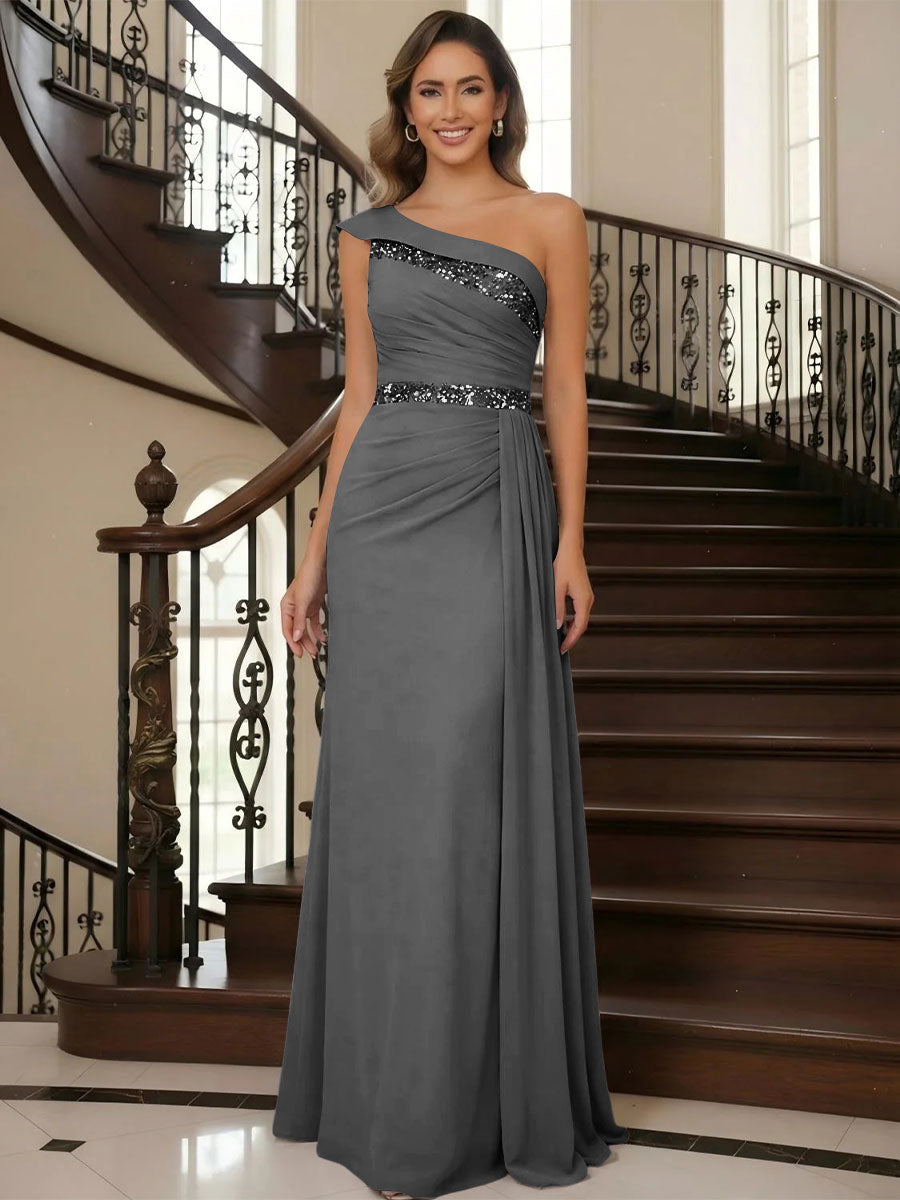 One Shoulder Chiffon Mother of the Bride Dresses