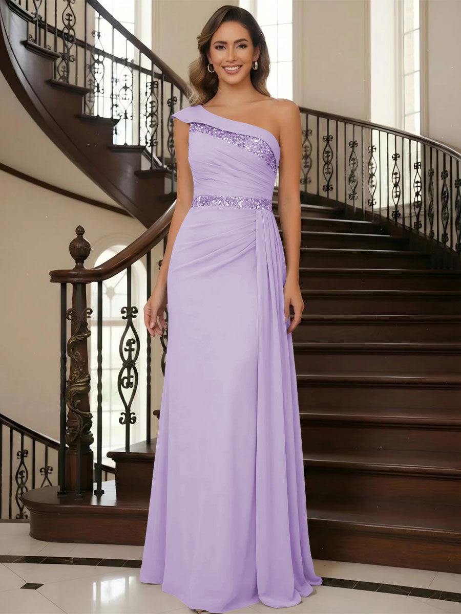One Shoulder Chiffon Mother of the Bride Dresses
