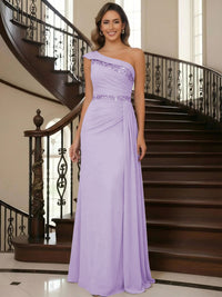 One Shoulder Chiffon Mother of the Bride Dresses