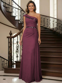 One Shoulder Chiffon Mother of the Bride Dresses