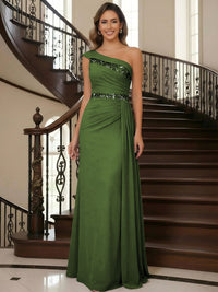 One Shoulder Chiffon Mother of the Bride Dresses