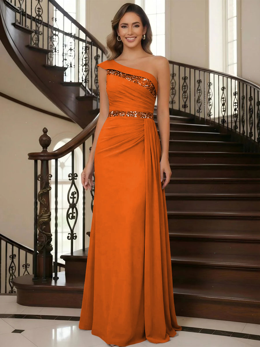 One Shoulder Chiffon Mother of the Bride Dresses