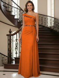 One Shoulder Chiffon Mother of the Bride Dresses