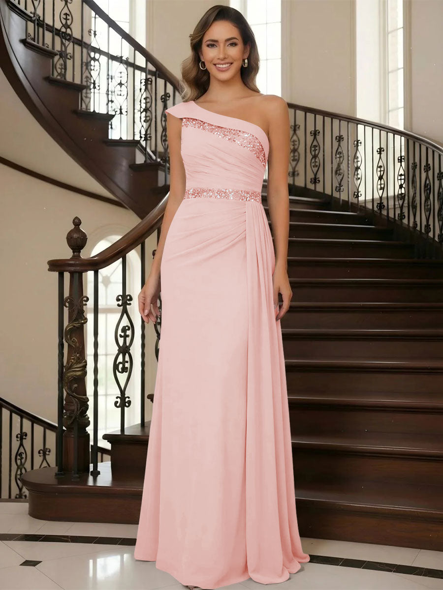 One Shoulder Chiffon Mother of the Bride Dresses