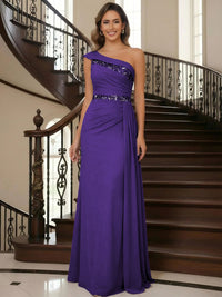 One Shoulder Chiffon Mother of the Bride Dresses