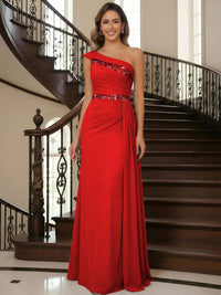 One Shoulder Chiffon Mother of the Bride Dresses