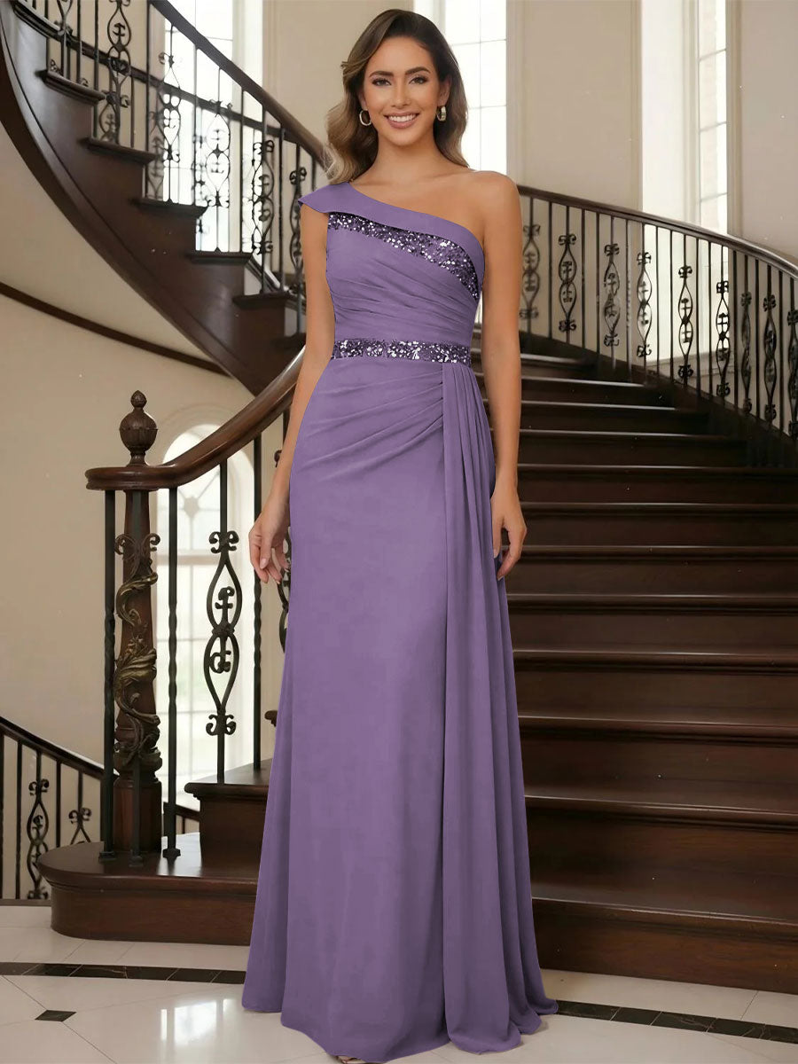 One Shoulder Chiffon Mother of the Bride Dresses