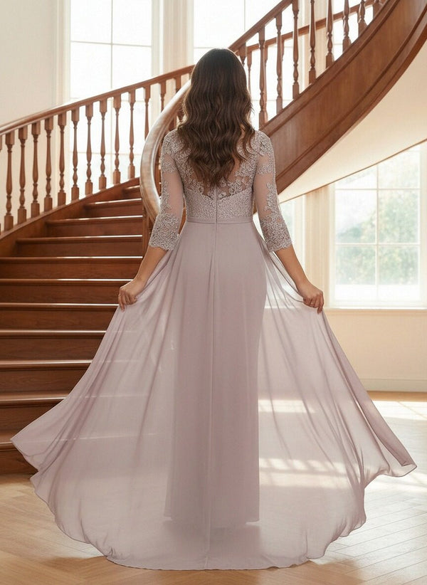 Round Neck Lace Appliques Mother of the Bride Dresses