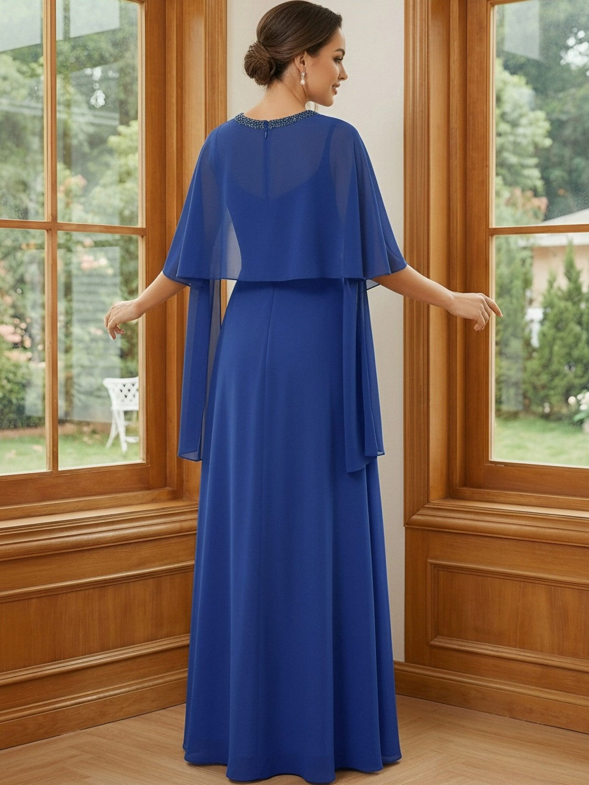 Chiffon Scoop Neck Sequin 2 Pieces Mother of the Bride Dresses