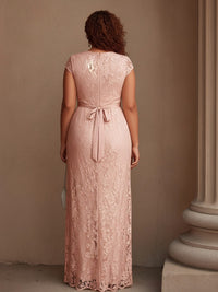 Lace Appliques Scoop Neck Long Mother of the Bride Dresses