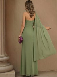 Chiffon One Shoulder Ruched Mother of the Bride Dresses with Slit
