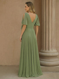 Chiffon Pleated V Neck Mother of the Bride Dresses