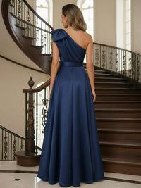 Satin One Shoulder Ruffles Mother of the Bride Dresses