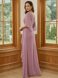 Chiffon V Neck Ruffles Lace Appliques Mother of the Bride Dresses