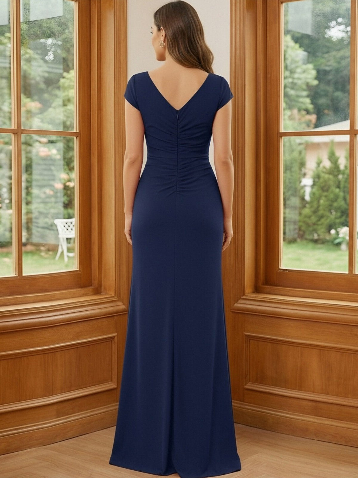 Chiffon V Neck Ruffles Mother of the Bride Dresses
