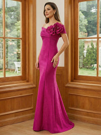Satin Off the Shoulder Mother of the Bride Dresses
