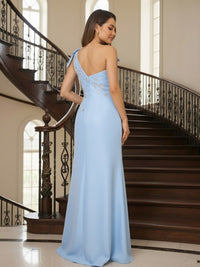 Satin One Shoulder Sequin Mother of the Bride Dresses