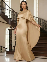Round Neck Mermaid Satin Mother of the Bride Dresses