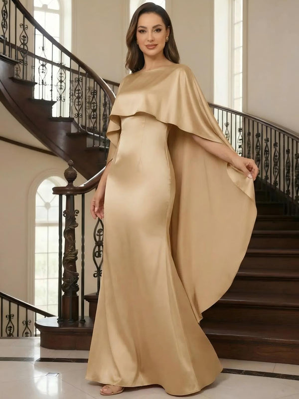 Round Neck Mermaid Satin Mother of the Bride Dresses