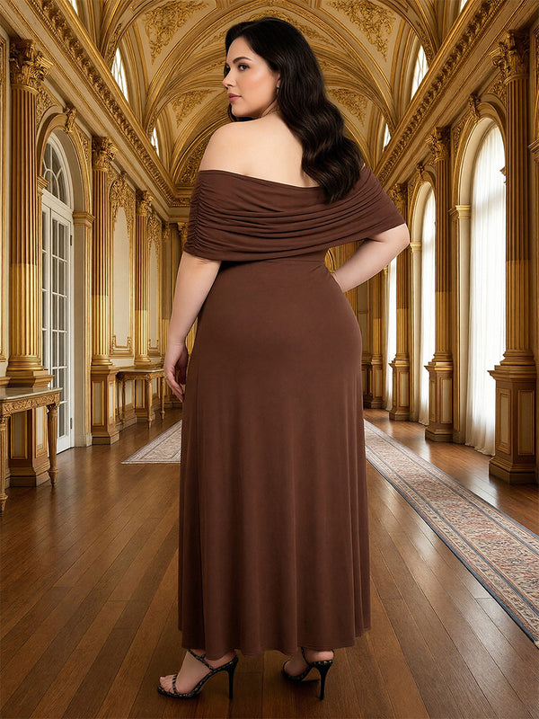 Satin Off the Shoulder Ruched Mother of the Bride Dresses
