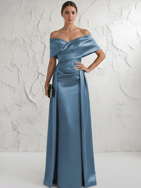 Off the Shoulder Satin Mother of the Bride Dresses