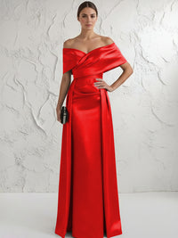 Off the Shoulder Satin Mother of the Bride Dresses