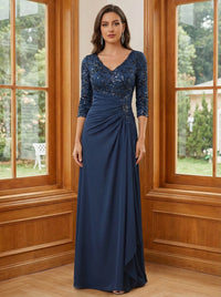 Chiffon V Neck A Line Lace Appliques Mother of the Bride Dresses